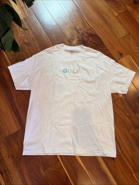 Golf Wang White Tee with Pastel GOLF Logo
